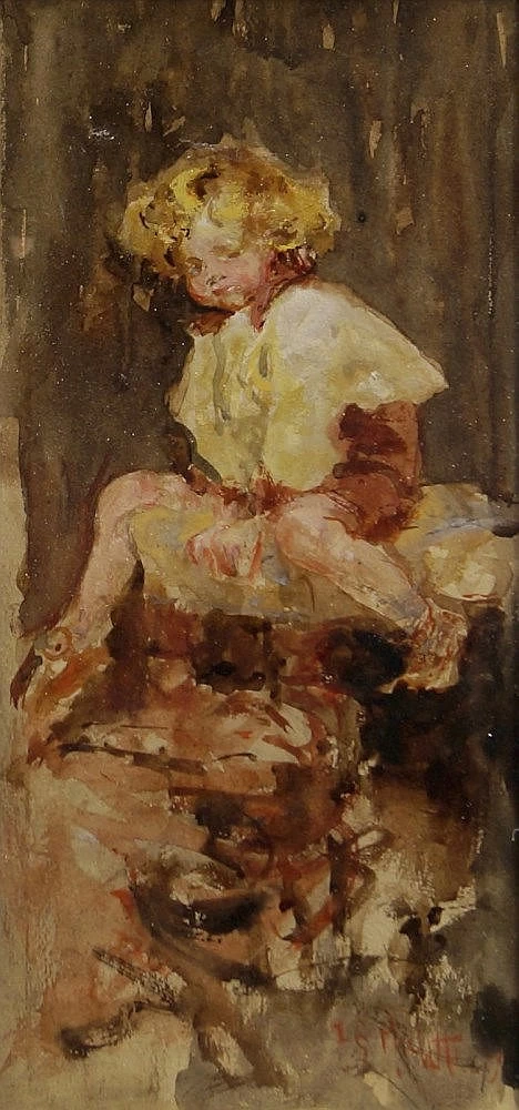 Francesco Paolo Michetti - Bambina seduta su uno sgabello